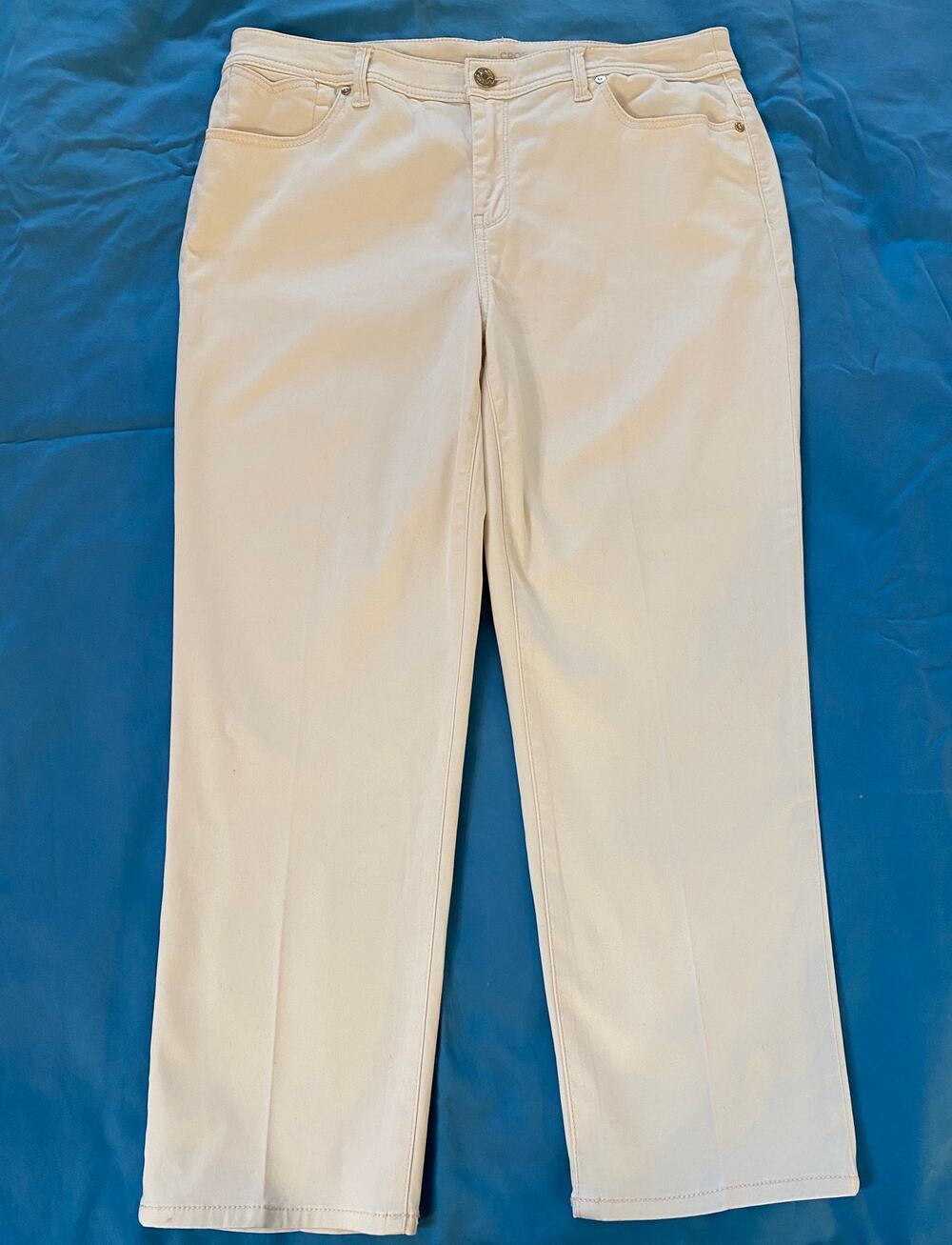 Chico’s Platinum Cream Cropped Beachy Jeans Cotton Blend Women 1(M8) Off-White